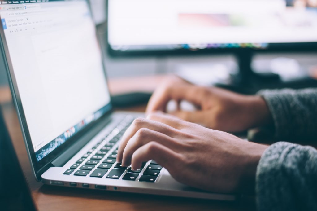 A person typing.